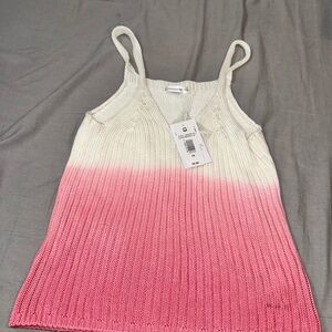 Pink and White Ombre Knit Tank Top
